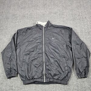 VTG Nike Jacket Youth Large Gray Windbreaker Full Zip Swoosh Mesh Lined Athletic